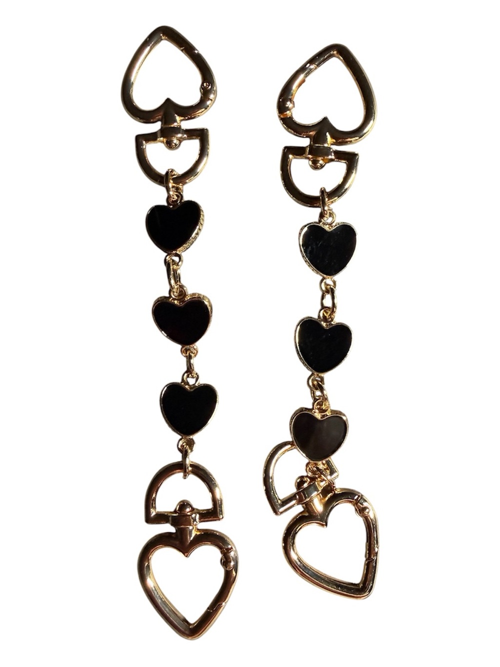 NWOT Gold and Black Heart Purse Strap Extenders